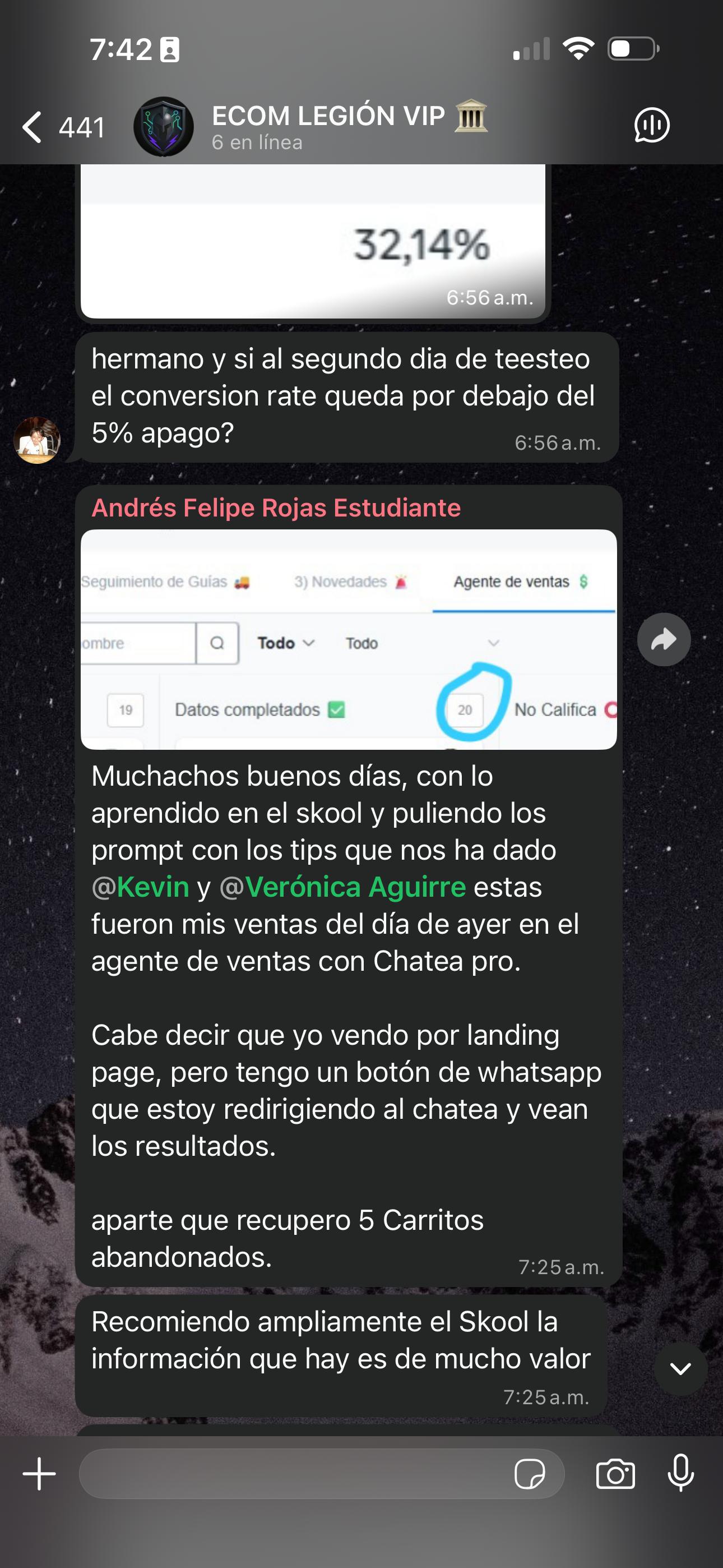 Recomendación del método en WhatsApp